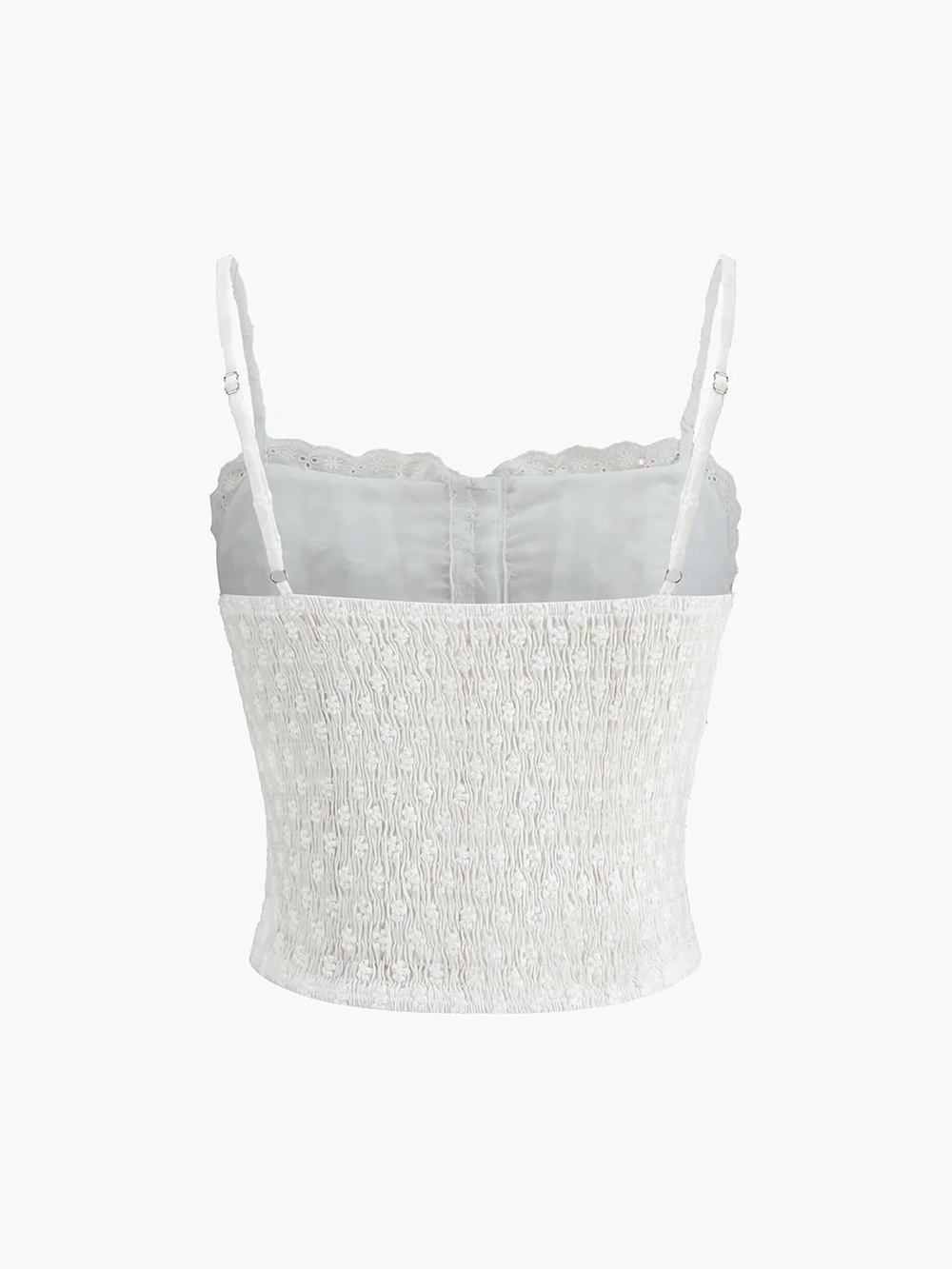 Cotton Button-Front Lace Trim Cami Top - Picture 6 of 8
